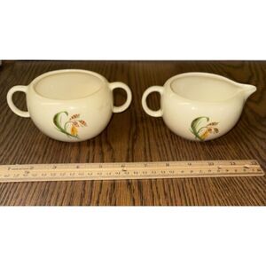 Vintage Crooksville Sun Lure Orchid Tiger Lily Coffee Tea Creamer Sugar Bowl Set